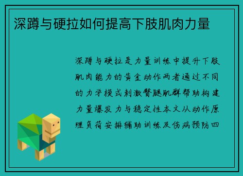 深蹲与硬拉如何提高下肢肌肉力量